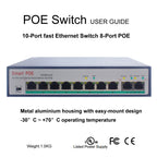 ESCAM POE 8+2 10-Port Fast Ethernet Switch 8-Port POE 10/100M 120W Network Switch, Transmission Distance: 150m, 10 Ports – Data Transmission, TPU