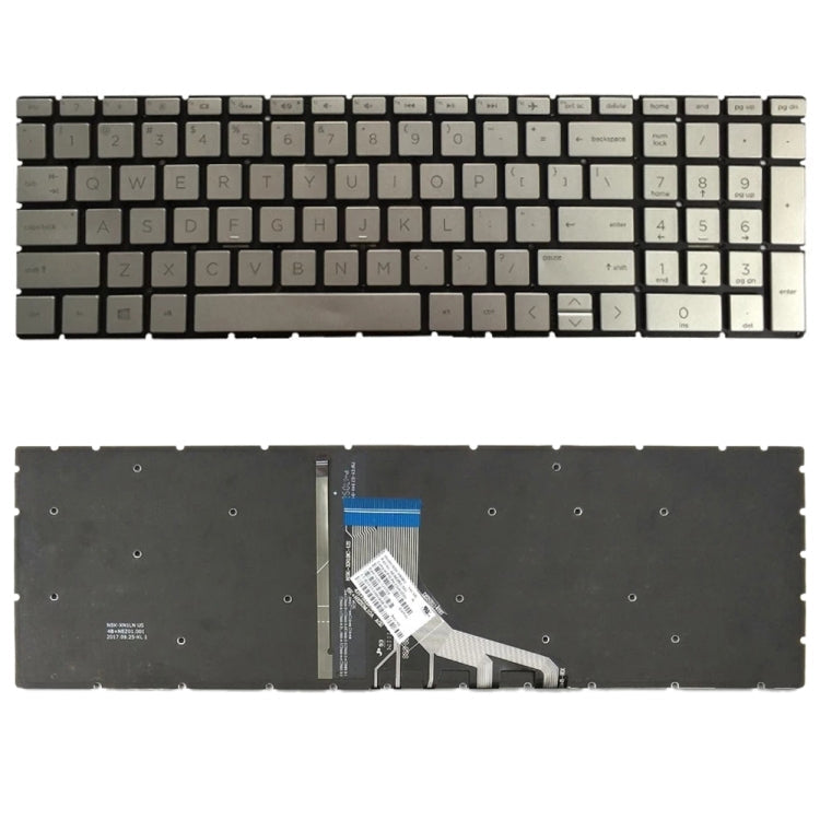 US Version Keyboard with Keyboard Backlight for HP 15-DA 15-DA0002DX 15-DA0008CA 15-DB 15-DB0003CA TPN-C135 TPN-C136 – Durable Build, Easy to Use, For HP 15-DA, For HP 15-DB For HP 15-DB Silver