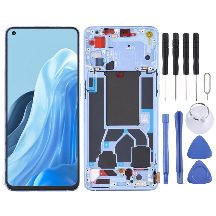 Original LCD Screen and Digitizer Full Assembly with Frame For OPPO Reno7 5G China PFJM10, For OPPO Reno7 5G China For OPPO Reno7 5G China Blue