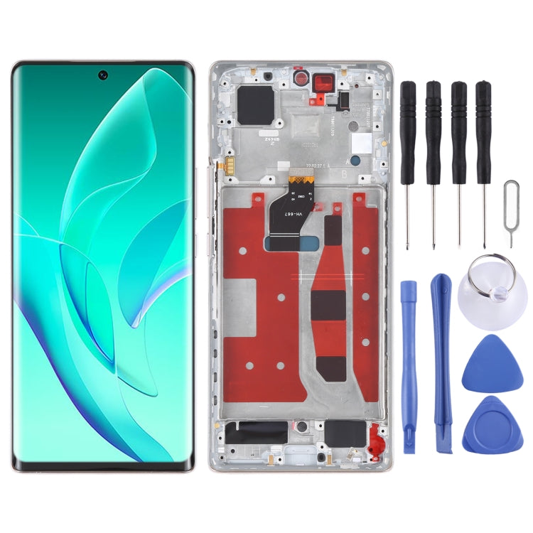 Original LCD Screen and Digitizer Full Assembly with Frame for Honor 60, For Honor 60 (OLED), For Honor 60 For Honor 60 (OLED) Gold