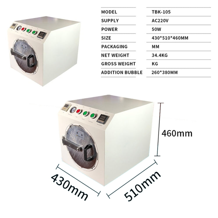 TBK-105 Bubble Removing Machine LCD Screen Refurbishing Repair Equipment Deaeration Machine, TBK-105 – 4K