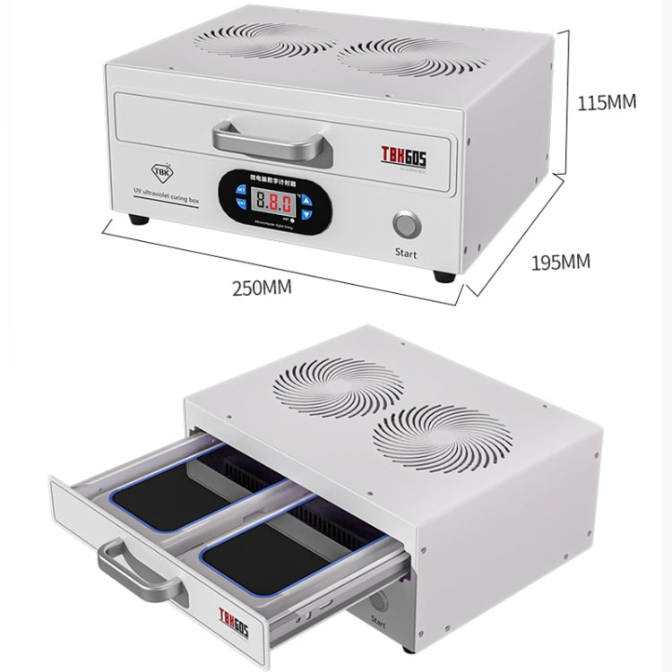 TBK 605 100W Mini UV Curing Lamp Box 48 LEDs Curved Surface Screen UV Curing Box, EU Plug, UK Plug, US Plug, AU Plug, EU Plug – Aluminum Alloy
