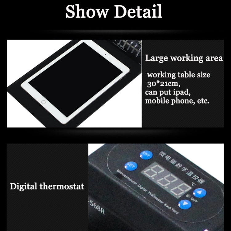 TBK-568R 220V Vacuum LCD Temperature Controller Touch Screen Glass Separator Machine with Multi-function Storage Box, TBK-568R – TPU