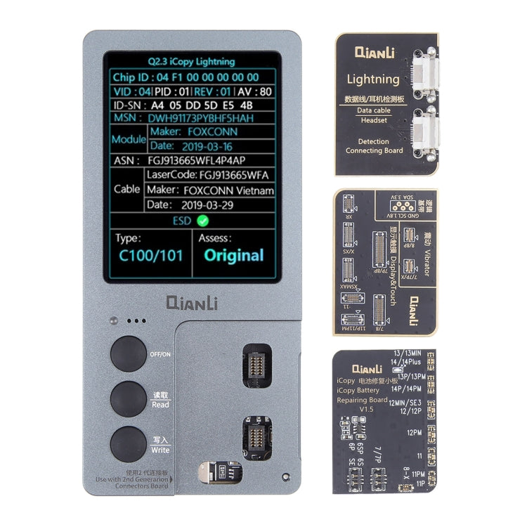For iPhone 6 - 14 Pro Max 3 in 1 Qianli iCopy Plus 2.2 Repair Detection Programmer Set, Plug: EU, 3 in 1 3 in 1 SPT0691B