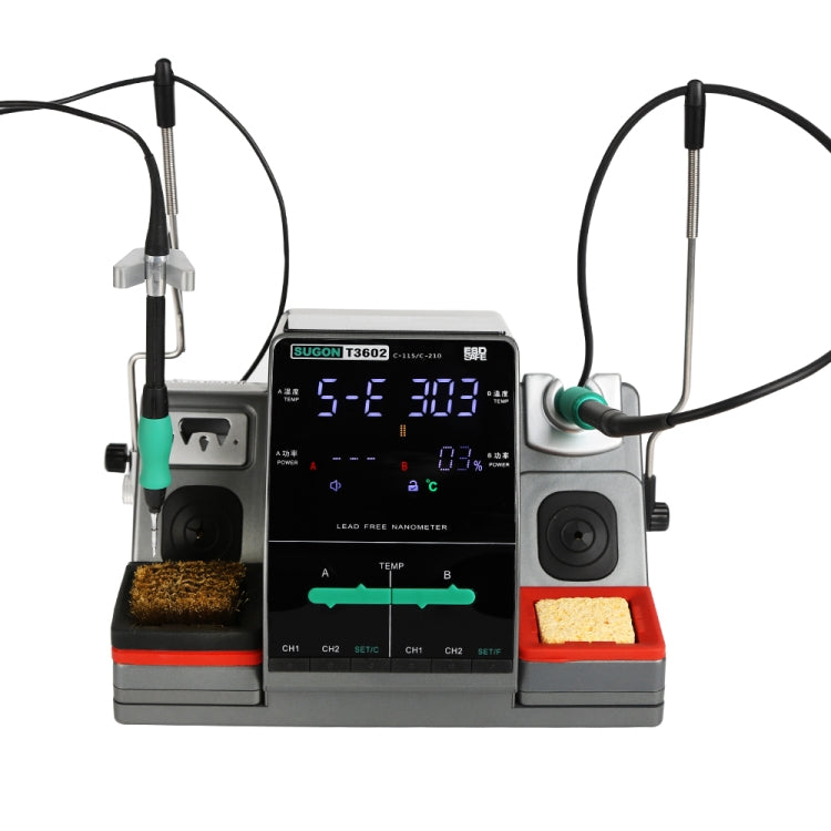 SUGON T3602 110V 240W Dual Station Nano Electric Soldering Station with Double Handle, US Plug, T3602, US Plug – TPU