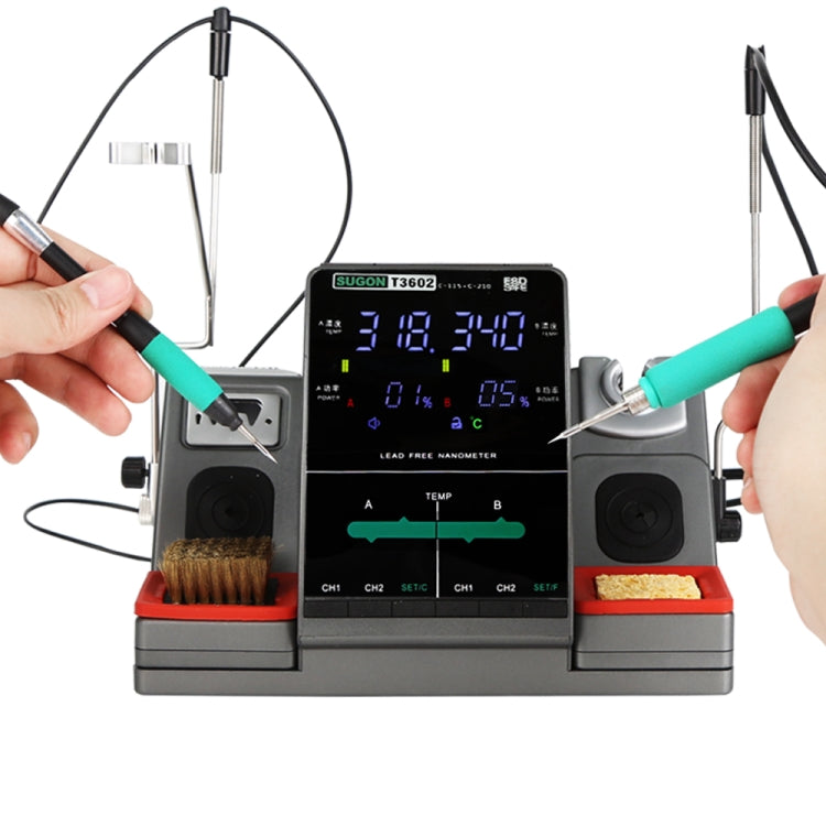 SUGON T3602 110V 240W Dual Station Nano Electric Soldering Station with Double Handle, US Plug, T3602, US Plug – TPU