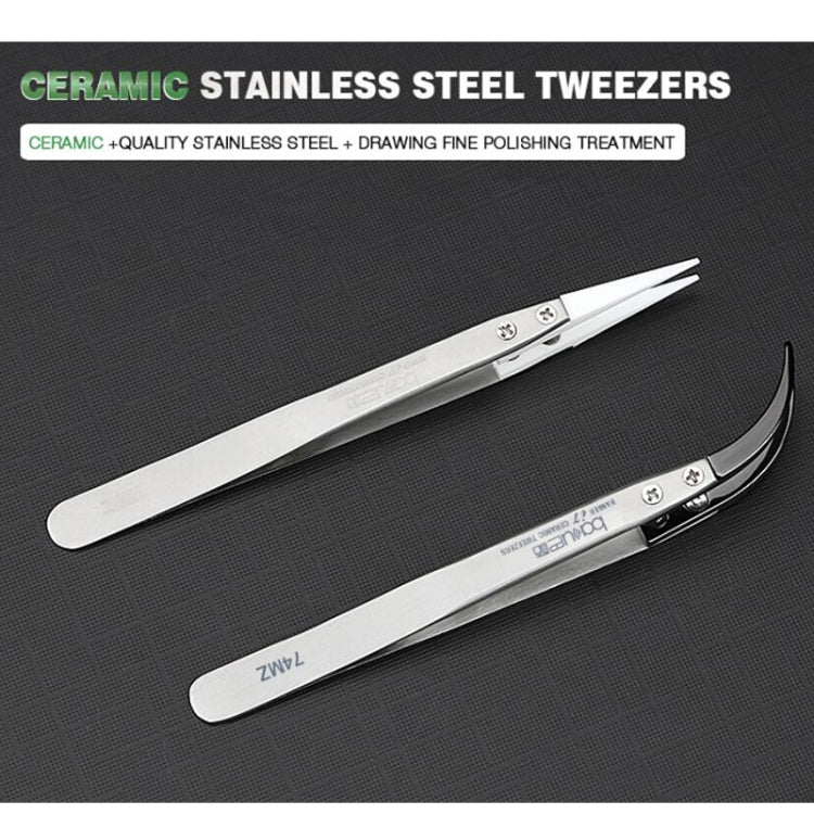 BAKU BA-I7-74MZ Stainless Steel Curved Tweezers, BAKU BA-I7-74MZ (Curved ) – Magnetic