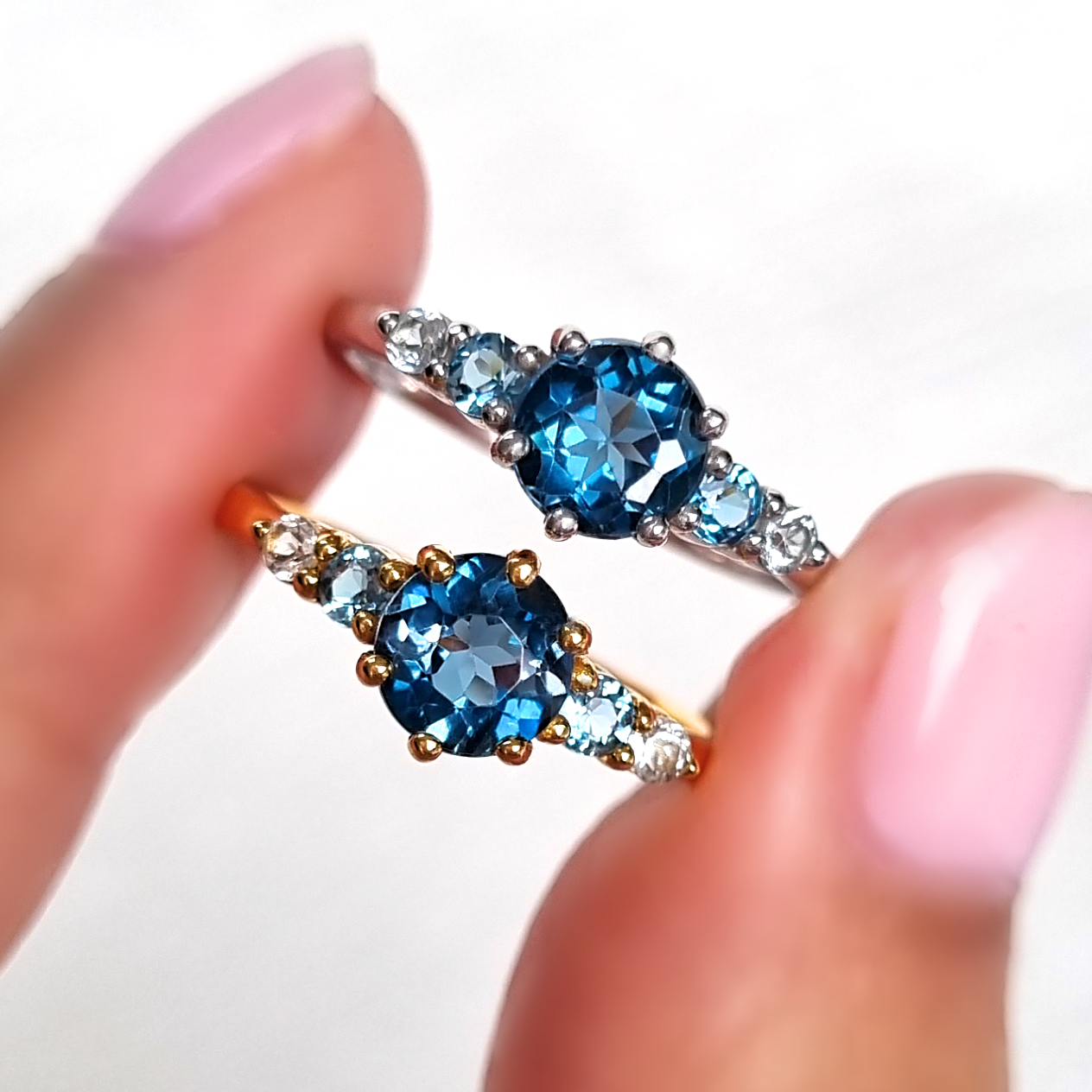 Ombre Blue Topaz Five Stone Ring in 18k Gold Vermeil