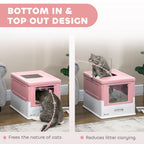 Hooded Cat Litter Box, Pet Toilet w/ Scoop, Tray