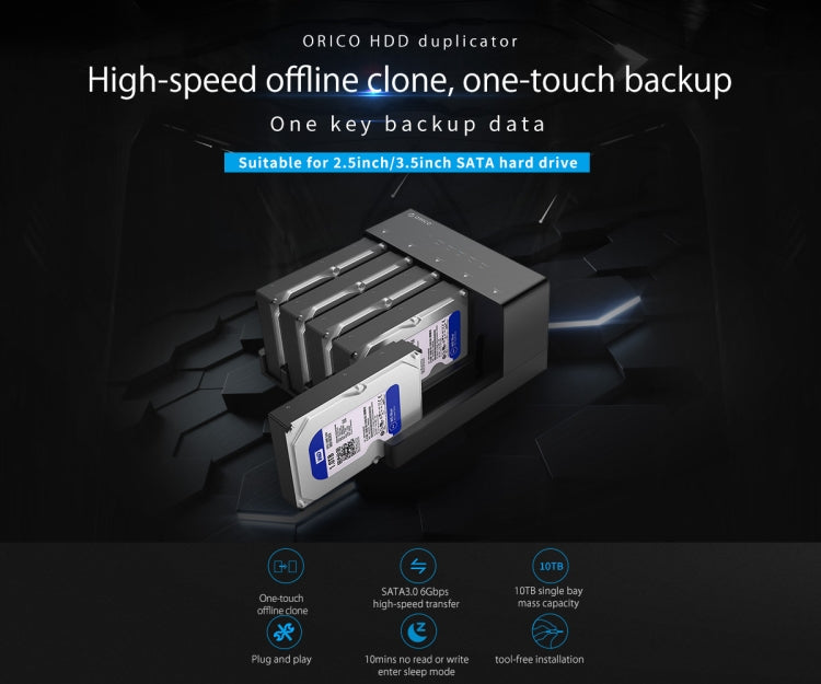 ORICO 6558US3-C 2.5 / 3.5 inch Hard Drive Enclosure with Duplicator, 6558US3-C – Shockproof, TPU