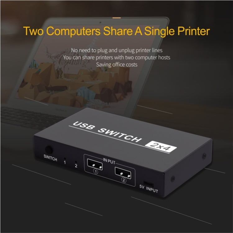 2x4 USB Switch 2 Port PCs Sharing 4 Devices for Printer Keyboard Mouse Monitor, 2x4 USB Switc – Durable Build, Easy to Use