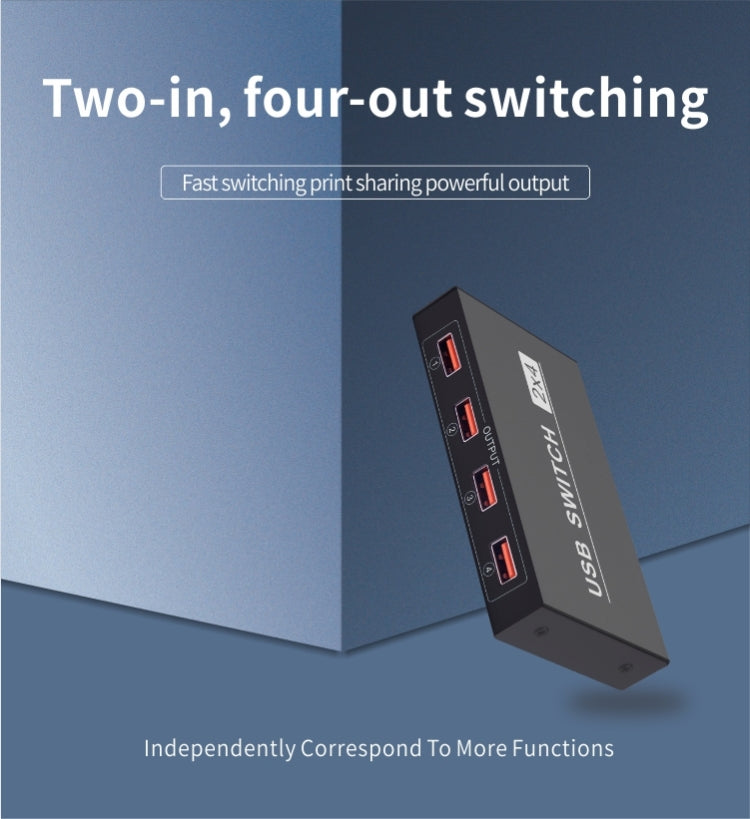 2x4 USB Switch 2 Port PCs Sharing 4 Devices for Printer Keyboard Mouse Monitor, 2x4 USB Switc – Durable Build, Easy to Use