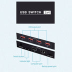 2x4 USB Switch 2 Port PCs Sharing 4 Devices for Printer Keyboard Mouse Monitor, 2x4 USB Switc – Durable Build, Easy to Use