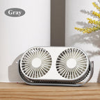 Small Bean Desktop Desktop Double Leaf Usb Mini Fan Gray