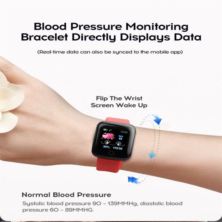 116plus 1.3 inch Color Screen Smart Bracelet IP67 Waterproof, Support Call Reminder/ Heart Rate Monitoring /Blood Pressure Monitoring/ Sleep Monitoring/Excessive Sitting Reminder/Blood Oxygen Monitoring – Waterproof, Bluetooth