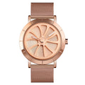 Quartz Watch – 9204 Fashion Skeleton Rotating Dial Waterproof Business Mesh Belt... Rose Gold