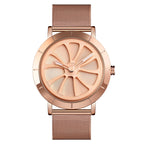 Quartz Watch – 9204 Fashion Skeleton Rotating Dial Waterproof Business Mesh Belt... Rose Gold