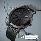 Quartz Watch – 9204 Fashion Skeleton Rotating Dial Waterproof Business Mesh Belt...