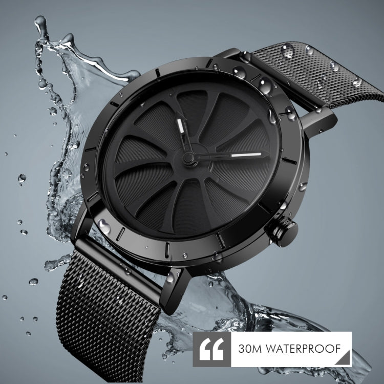 Quartz Watch – 9204 Fashion Skeleton Rotating Dial Waterproof Business Mesh Belt...