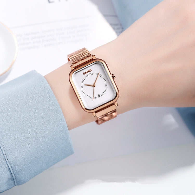 SKMEI 9207 Fashion Creative Simple Watch Men Magnetic Buckle Mesh Belt Steel Belt Couple Quartz Watch