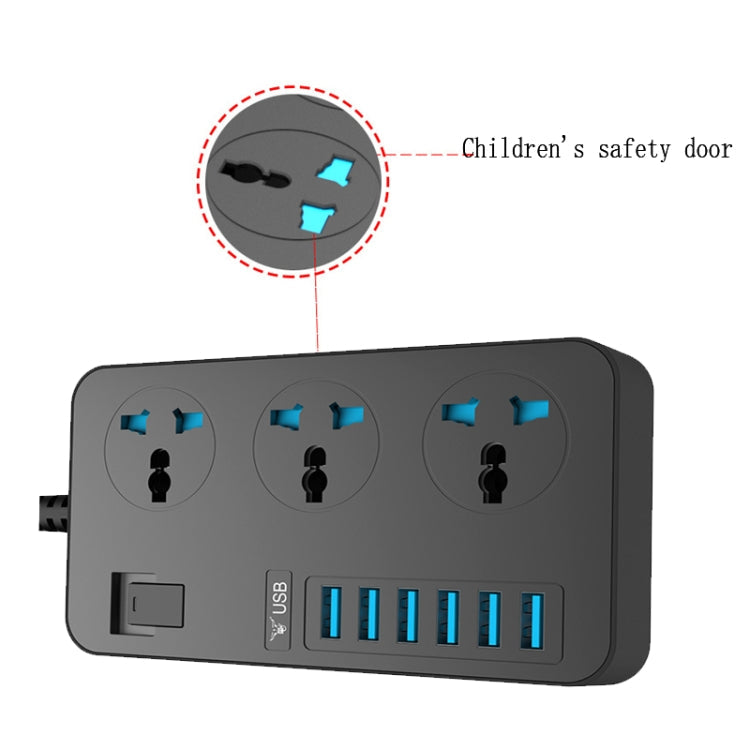 T09 3000W High Power Multi-Function Plug-in 3-Hole International Universal Jack + 6 USB Intelligent Charging, EU PLUG, US PLUG