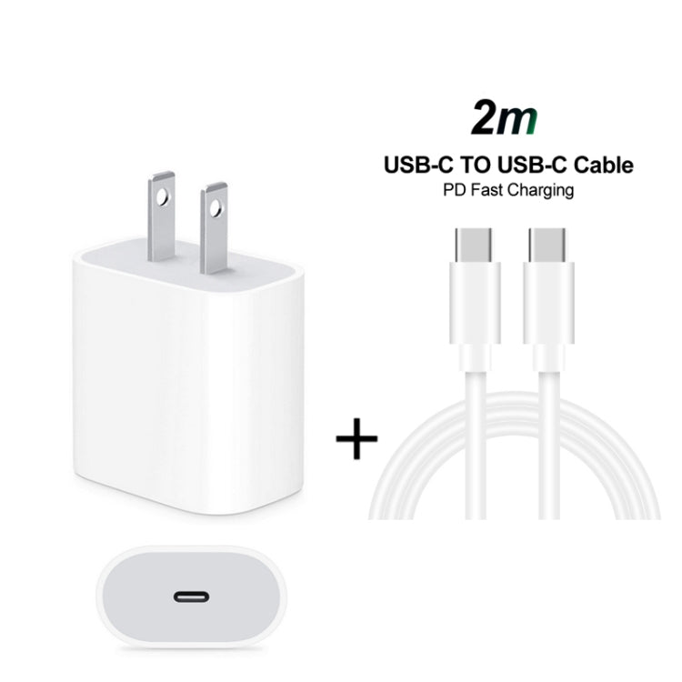 2 in 1 Single USB-C / Type-C Port Travel Charger + 3A PD 3.0 USB-C / Type-C to USB-C / Type-C Fast Charge Data Cable Set, Cable Length: 2m, 18W 2m – Fast Charging, TPU