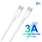 2 in 1 Single USB-C / Type-C Port Travel Charger + 3A PD 3.0 USB-C / Type-C to USB-C / Type-C Fast Charge Data Cable Set, Cable Length: 2m, 18W 2m – Fast Charging, TPU