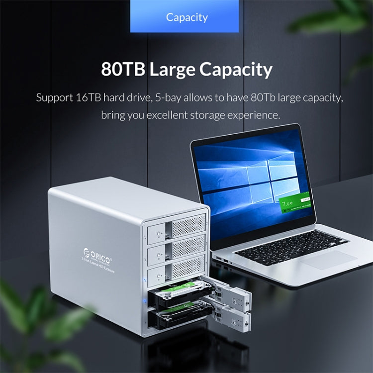 ORICO 9548U3-BK 3.5-Inch Multi-Bay Hard Drive Enclosure – Aluminum Alloy, TPU