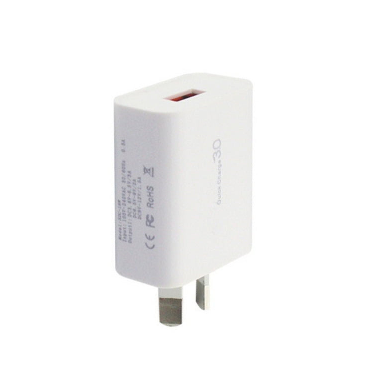 QC 3.0 18W 3A Single USB Interface Charger, AU Plug – Fast Charging, TPU