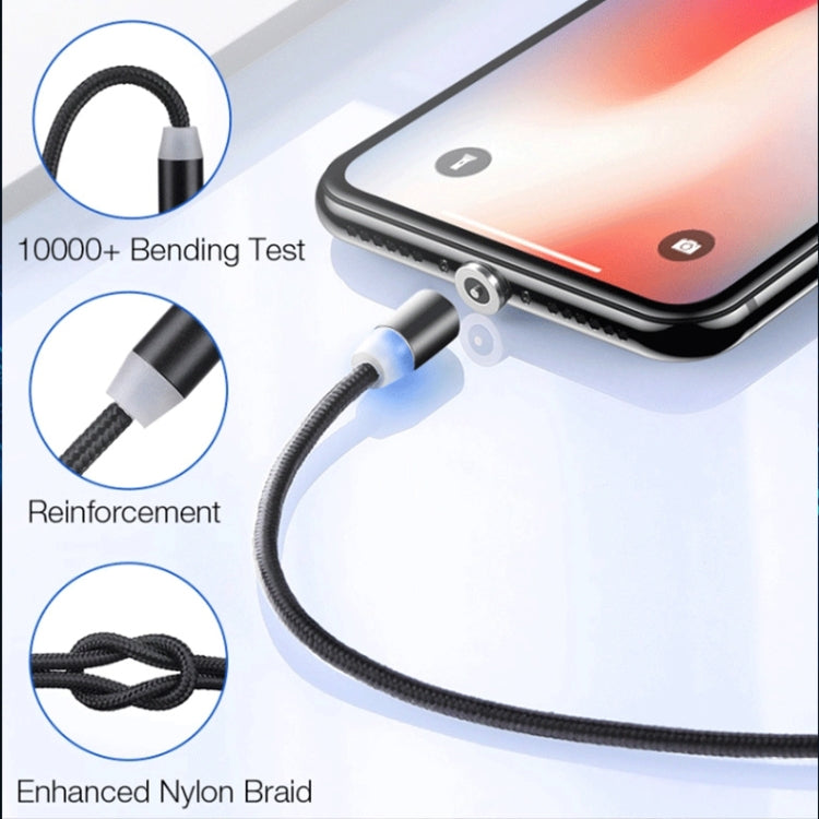 3 in 1 USB to 8 Pin + Type-C/USB-C + Micro USB Magnetic Metal Interface Nylon Braided Charging Cable, Length: 1m – Magnetic, TPU