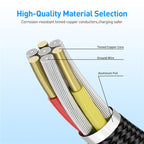 3 in 1 USB to 8 Pin + Type-C/USB-C + Micro USB Magnetic Metal Interface Nylon Braided Charging Cable, Length: 1m – Magnetic, TPU