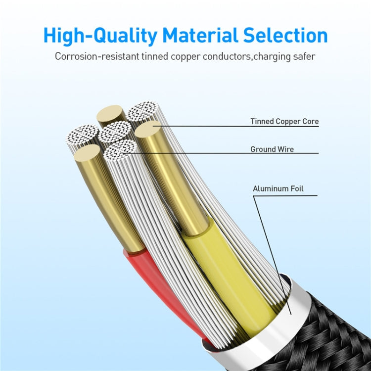 3 in 1 USB to 8 Pin + Type-C/USB-C + Micro USB Magnetic Metal Interface Nylon Braided Charging Cable, Length: 1m – Magnetic, TPU