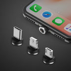 3 in 1 USB to 8 Pin + Type-C/USB-C + Micro USB Magnetic Metal Interface Nylon Braided Charging Cable, Length: 1m – Magnetic, TPU