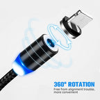 3 in 1 USB to 8 Pin + Type-C/USB-C + Micro USB Magnetic Metal Interface Nylon Braided Charging Cable, Length: 1m – Magnetic, TPU