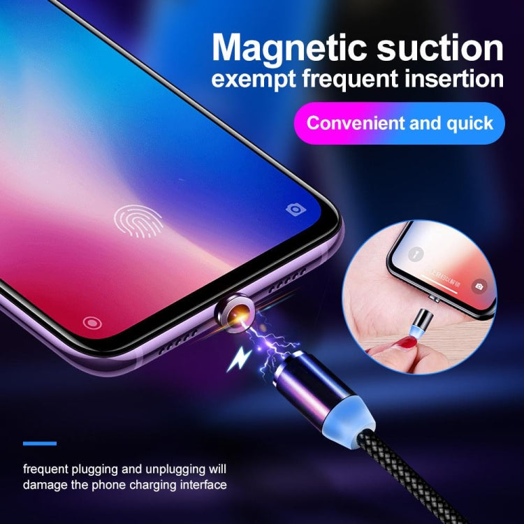 3 in 1 USB to 8 Pin + Type-C/USB-C + Micro USB Magnetic Metal Interface Nylon Braided Charging Cable, Length: 1m – Magnetic, TPU