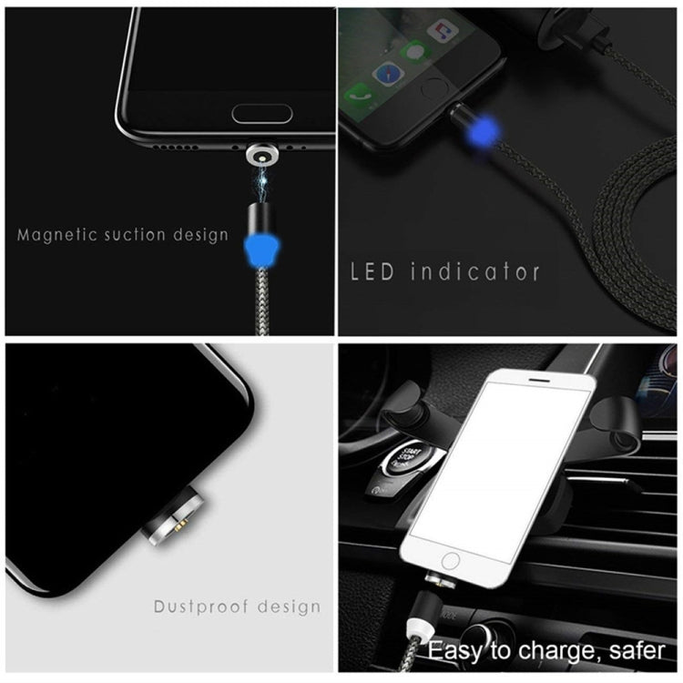3 in 1 USB to 8 Pin + Type-C/USB-C + Micro USB Magnetic Metal Interface Nylon Braided Charging Cable, Length: 1m – Magnetic, TPU