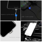 3 in 1 USB to 8 Pin + Type-C/USB-C + Micro USB Magnetic Metal Interface Nylon Braided Charging Cable, Length: 1m – Magnetic, TPU