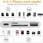 ZS-S1827 Card Reader – 4 in 1 SD Card + TF Card + 8 Pin Charge + USB Interface to 8 Pin...