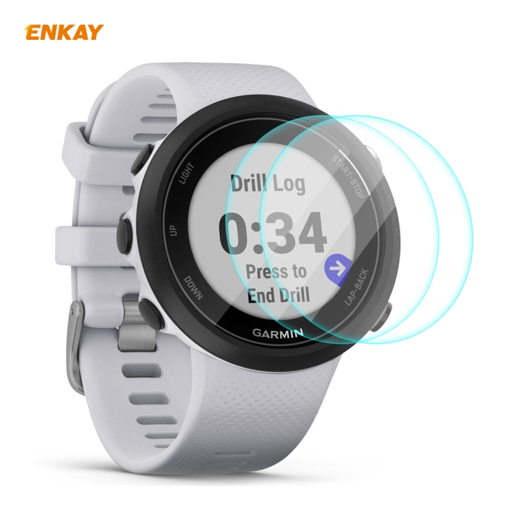 2 PCS ENKAY Hat-Prince 0.2mm 9H 2.15D Curved Edge Tempered Glass Screen Protector Watch Film, For Garmin Forerunner 45 / 45S, For Garmin Forerunner 735 / 735XT, For Garmin Instinct Tactical, For Garmin Approach S62, For Garmin Swim 2 For Garmin Swim 2