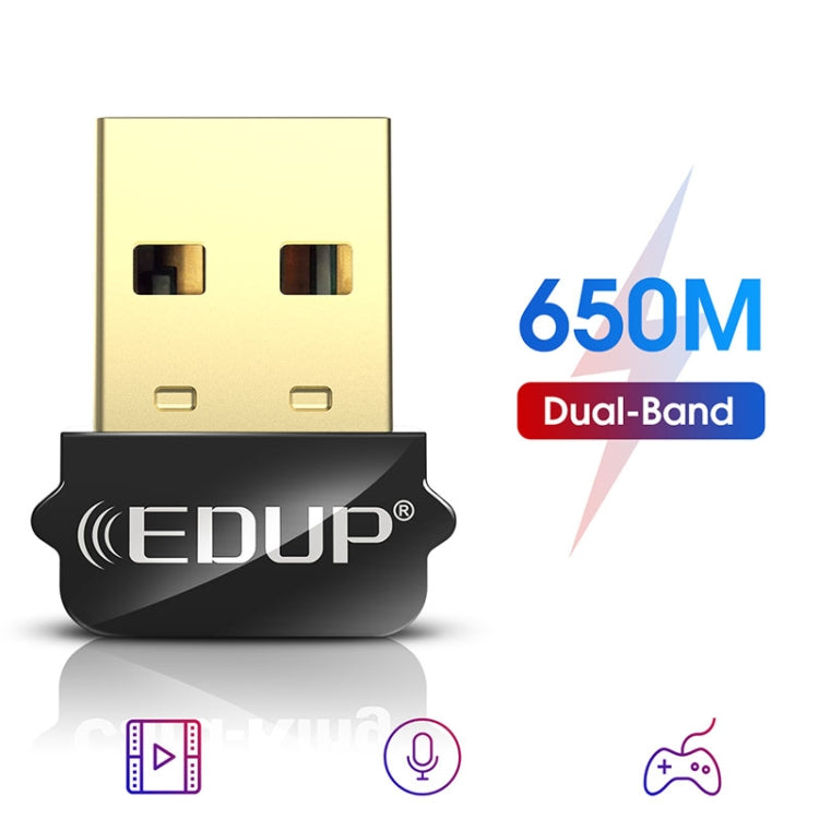 EDUP EP-AC1651 USB WIFI Adapter 650Mbps Dual Band 5G/2.4GHz External Wireless Network Card Wifi Dongle Receiver for Laptop Windows MacOS – Durable Build, Easy to Use