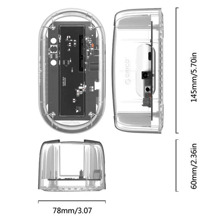 ORICO 6139C3-G2 3.5 inch Transparent USB3.1 Gen2 Type-C Hard Drive Dock – TPU