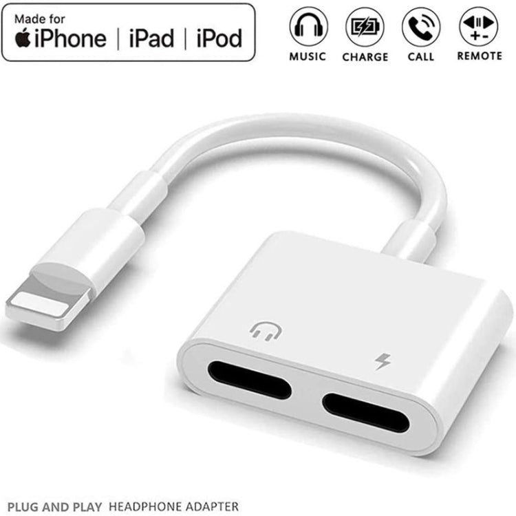 ZS-S1802 Earphone – 2 in 1 8 Pin Male to 8 Pin Charging + 8 Pin Audio Female Connector...