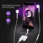 ZS-S1802 Earphone – 2 in 1 8 Pin Male to 8 Pin Charging + 8 Pin Audio Female Connector...