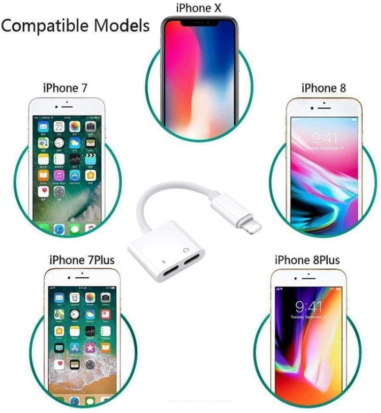 ZS-S1802 Earphone – 2 in 1 8 Pin Male to 8 Pin Charging + 8 Pin Audio Female Connector...