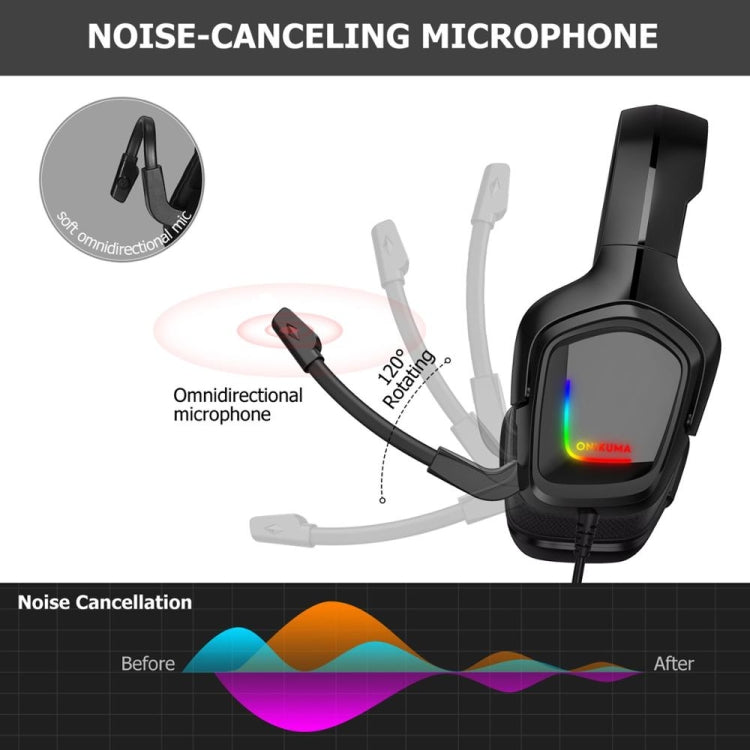 ONIKUMA K20 PS4 Headset Stereo Gaming Headset with Microphone/LED Light for XBox One/Laptop Tablet – Durable Build, Easy to Use