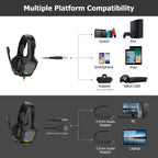 ONIKUMA K20 PS4 Headset Stereo Gaming Headset with Microphone/LED Light for XBox One/Laptop Tablet – Durable Build, Easy to Use