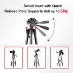 L-3600 Live Tripod with Three-Dimensional Damping Gimbal Detachable Quick Release Plate Height Adjustment 62-170cm for SLR Camera Live Light Projector ( Black), L-3600