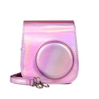 Richwell Portable Aurora PU Leather Camera Case Camera Bag with Shoulder Strap, Suitable for Fujifilm Instax Mini 11, Rose Pink, Silver, Purple Rose Pink