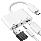 3 in 1 USB-C OTG Adapter with 3.5mm Headphone Jack, Compatible for iPad Pro and Type-C Jack Phone, 3 in 1 – Fast Charging