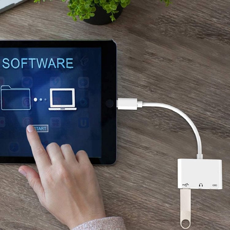 3 in 1 USB-C OTG Adapter with 3.5mm Headphone Jack, Compatible for iPad Pro and Type-C Jack Phone, 3 in 1 – Fast Charging